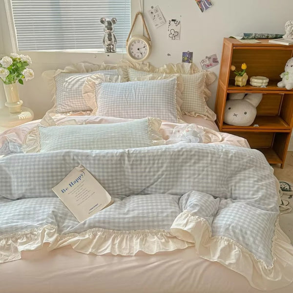 Gingham Siehe Gekräuselt  Bettwäscheset