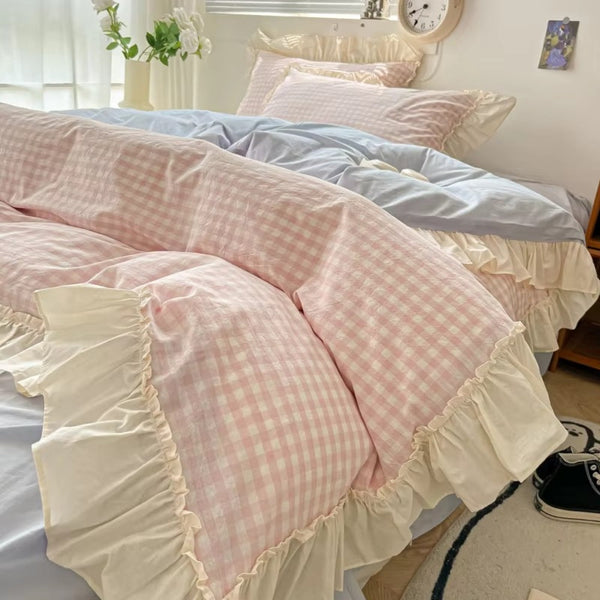 Gingham Siehe Gekräuselt  Bettwäscheset