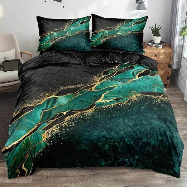 Jade Opulent Gold Akzent Steppdeckenbezug Set