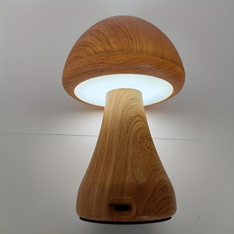 Pilzlampe aus Holz
