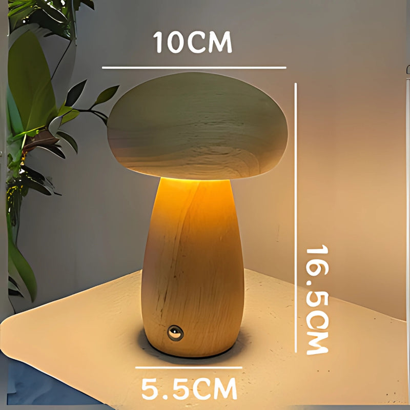 Pilzlampe aus Holz