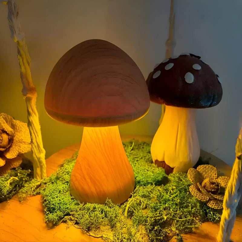 Pilzlampe aus Holz