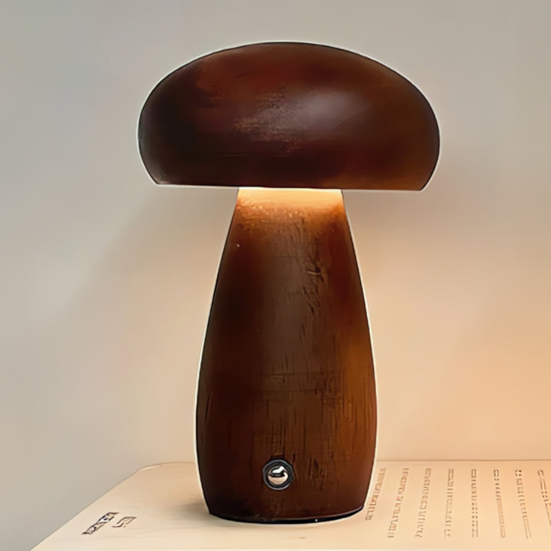 Pilzlampe aus Holz